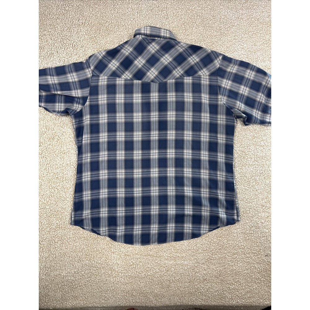 Ely Cattleman Shirt Mens XL Blue Gray Plaid Western Pearl Snap Flannel READ - Picture 12 of 12